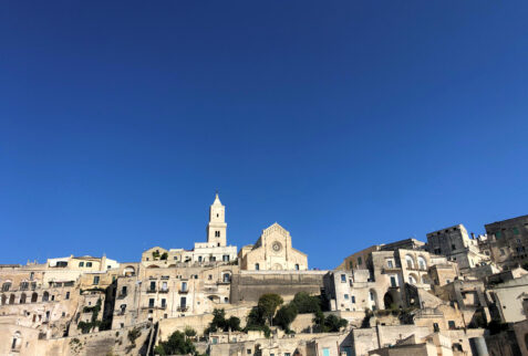 Matera – a gorgeous view with an astonishing blue sky