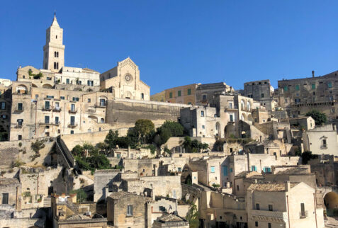 Matera – view of Matera with its Basilica Pontificia on the background