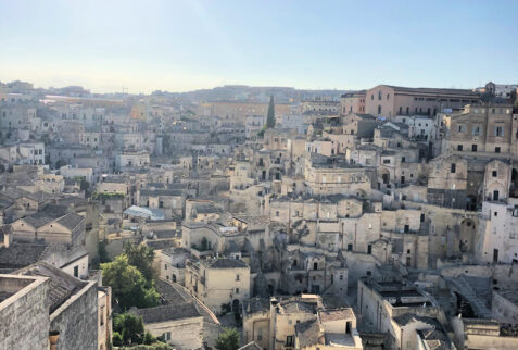 Matera – bird view of Matera with an astonishing sun