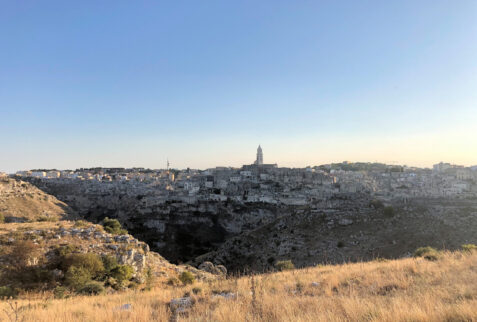 Matera – view of Matera from the opposite side of Gravina canyon