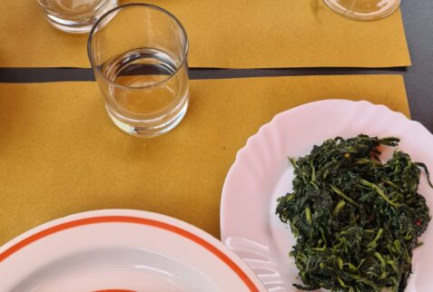 Sausages, chicory and lentils at Castelluccio di Norcia