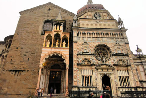 Bergamo – on the left the main front of Basilica di Santa Maria Maggiore