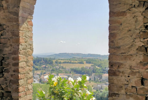 Certaldo – landscape through a window of Osteria del Vicario