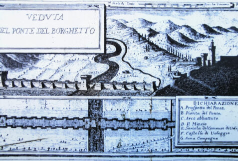 Borghetto – ancient map of Ponte Visconteo and Castello Scaligero