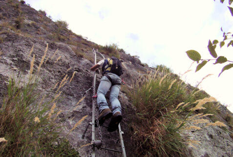 Ferrata Gamma 1 Lecco – Starting point of ladders on vertical walls