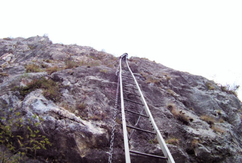 Ferrata Gamma 1 Lecco – long line of ladders projected towards the sky