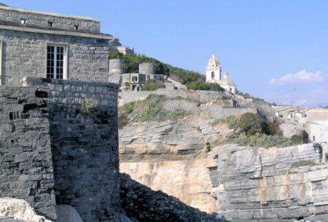 Porto Venere Liguria – a view of Porto Venere territory. In the background Chiesa di San Lorenzo