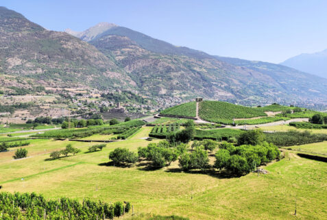 Castello di Aymavilles – meadows and Valle d’Aosta seen from the castle