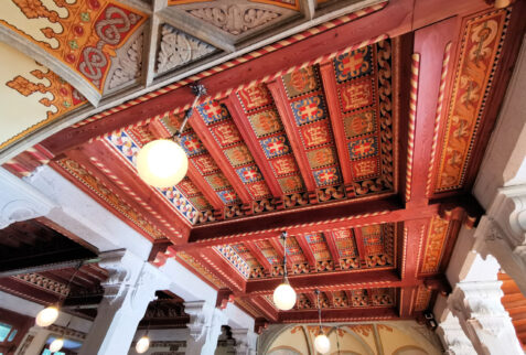 Castello Savoia – the fantastic ceiling in the entrance hall – BBofItaly