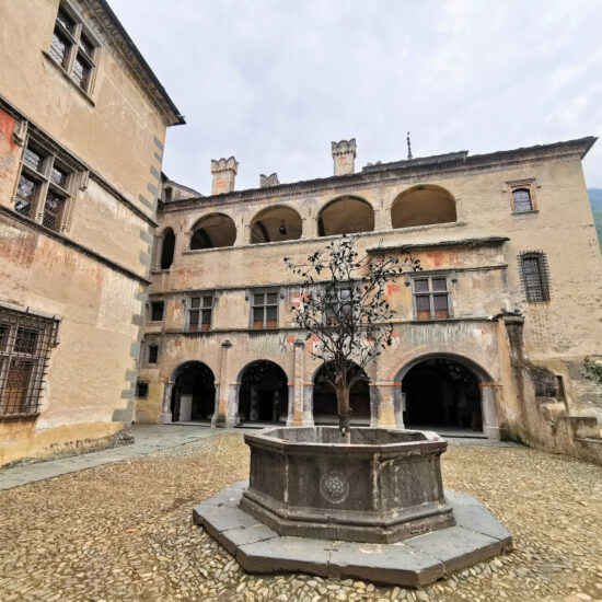 Castello di Issogne – the fountain with metal pomegranate tree – BBofItaly