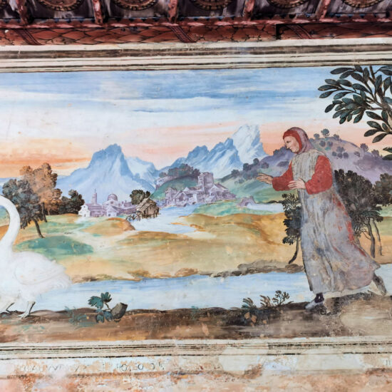 Arquà Petrarca – one of the many frescoes in Petrarca’s palace – BBofItaly